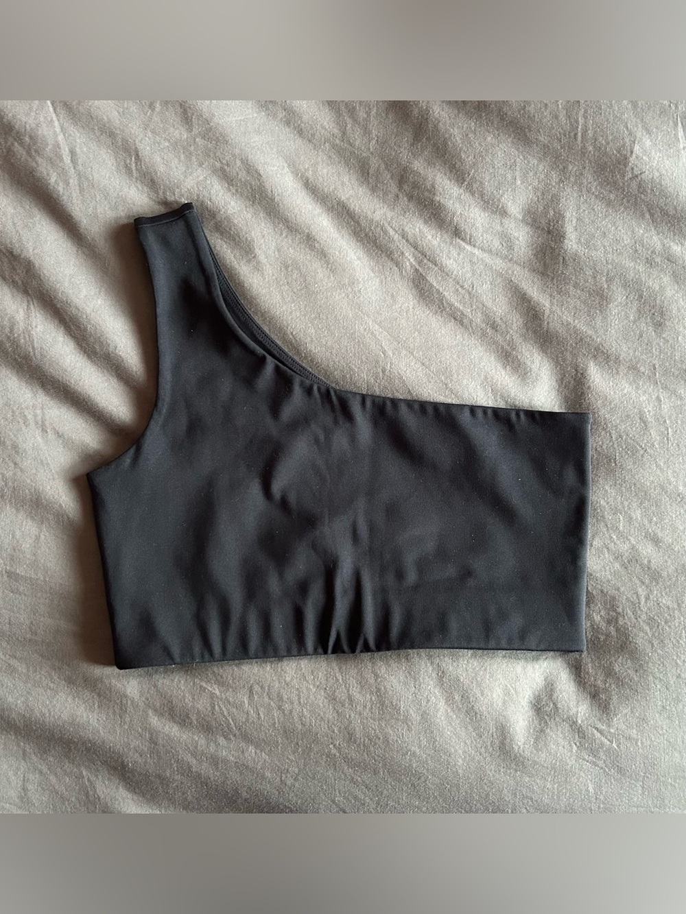 girlfriend collective Black Bianca One Shoulder Bra